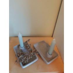 Set van 5 metalen kandelaars