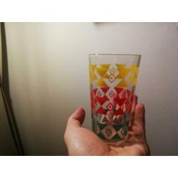 Vintage glazen rekje glazenrekje met acht longdrinkglazen