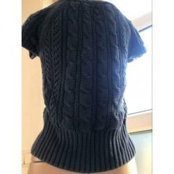 H&M grijsblauw grof gebreid bolero vest S M zgan!
