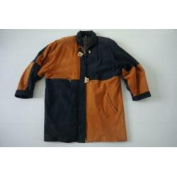 Suede jas blauw/oker/geel,Spaans merk Sampol-mt 44/46/L/XL