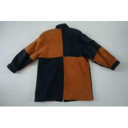 Suede jas blauw/oker/geel,Spaans merk Sampol-mt 44/46/L/XL