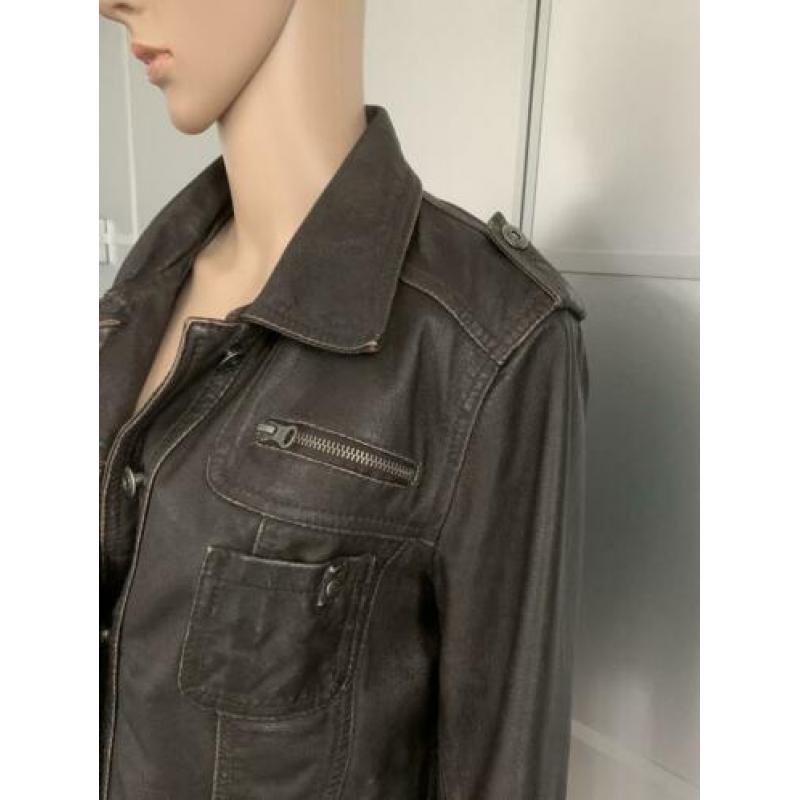 E151 Street One maat 42=L echt-leren jasje jas blazer bruin