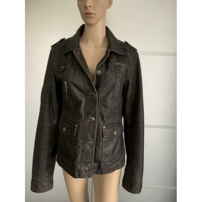 E151 Street One maat 42=L echt-leren jasje jas blazer bruin