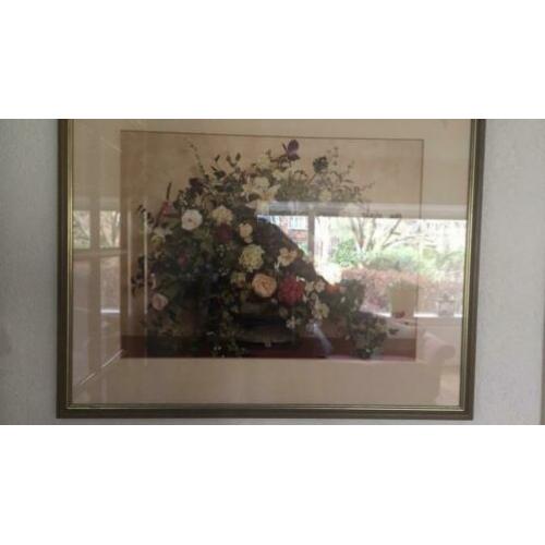 Schilderij met poster er in van zijde bloemen Jim Jon
