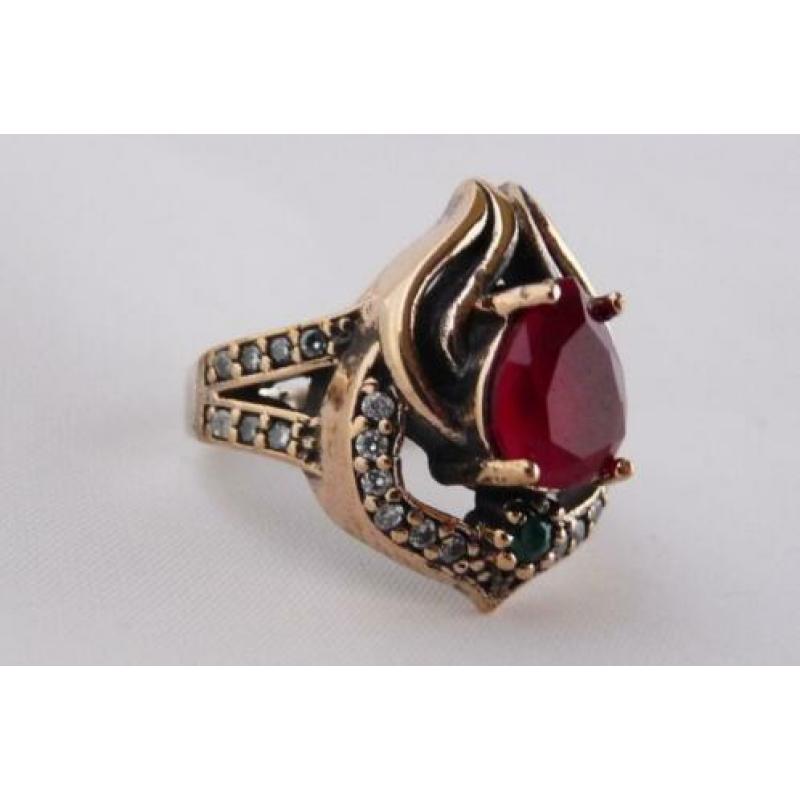 NIEUW COLLECTIE zilveren 925 design ring met granaat 568