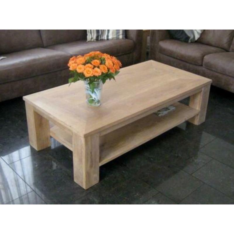 TIJDLOOS eiken salontafel met opbergruimte, óók steigerhout