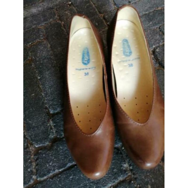 Wolky leren zomer pumps
