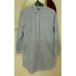 Zgan blauw wit overhemd jurk van marc o polo. maat 38.