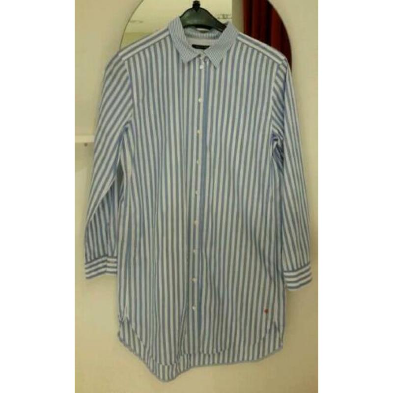 Zgan blauw wit overhemd jurk van marc o polo. maat 38.