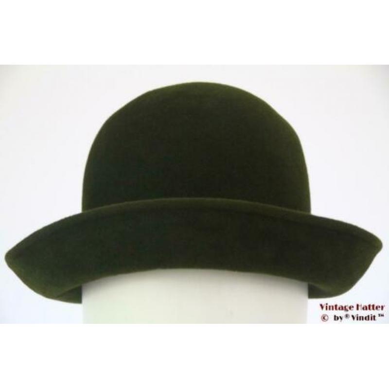 Vintage Dameshoed groen velour 56