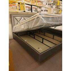 boxspring opberg grijs met hoogwaardig matras en topper