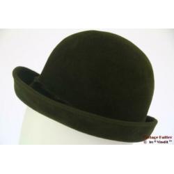 Vintage Dameshoed groen velour 56
