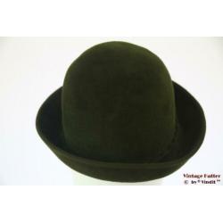 Vintage Dameshoed groen velour 56