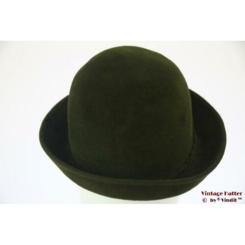 Vintage Dameshoed groen velour 56