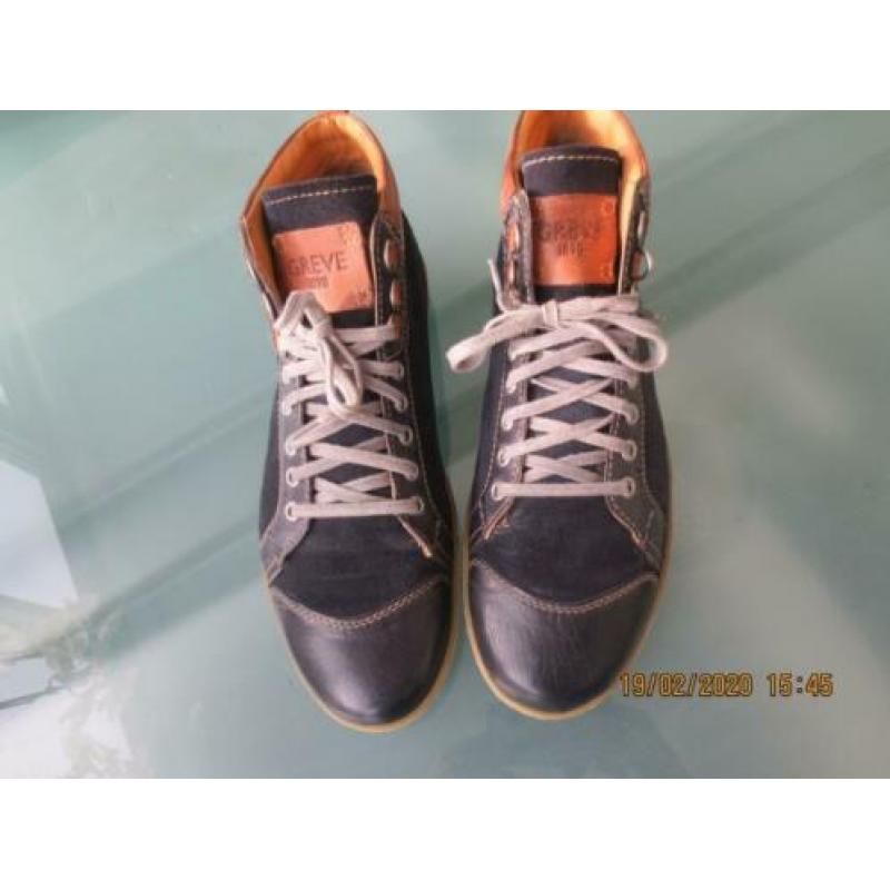 Blauwe leer/suede sneakers van Greve. Maat 40,5 (6,5)