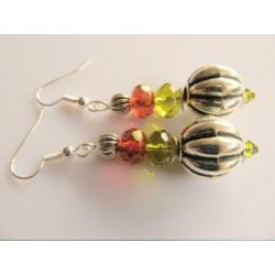 Oorbellen "Glass Melon" meloen kralen-glas facet-swarovski