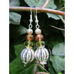Oorbellen "Glass Melon" meloen kralen-glas facet-swarovski