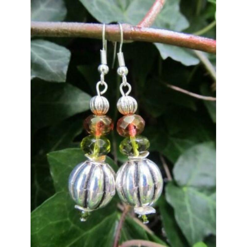 Oorbellen "Glass Melon" meloen kralen-glas facet-swarovski