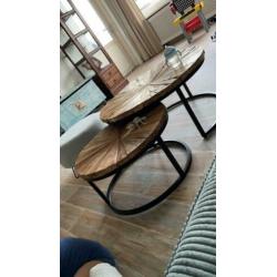 Set salontafels van pronto echt hout.