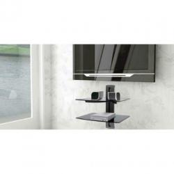 Wandbeugel met 2 planken voor DVD of Tuner Maclean glas