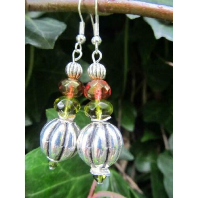 Oorbellen "Glass Melon" meloen kralen-glas facet-swarovski