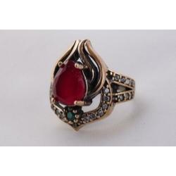NIEUW COLLECTIE zilveren 925 design ring met granaat 568