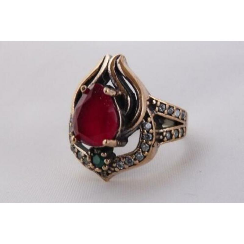 NIEUW COLLECTIE zilveren 925 design ring met granaat 568