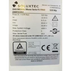 300w 10 zonnepanelen Soluxtec 166,5x101,5x3,2cm Duits