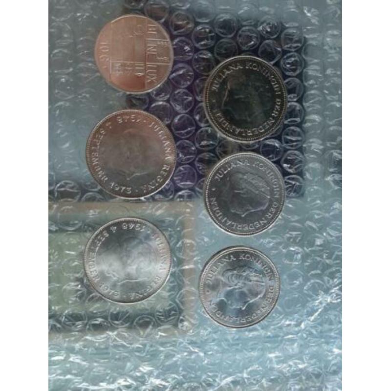 6 zilveren 10 guldens 1970 1973 1994