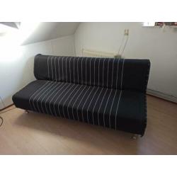 Bedbank zwart gestreept met losse matras 110x190