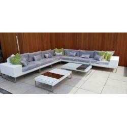 Design Loungeset hoekbank wit wicker rvs gratis levering