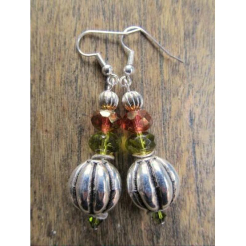 Oorbellen "Glass Melon" meloen kralen-glas facet-swarovski