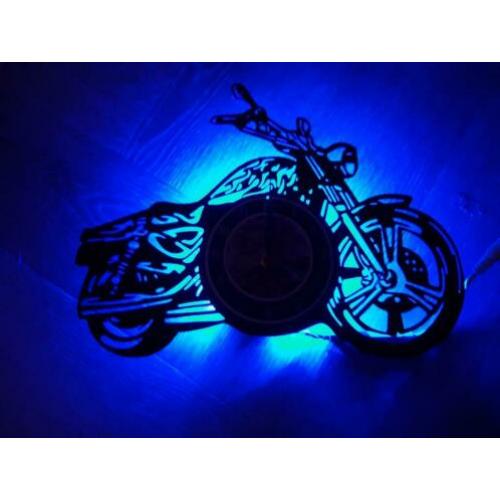 motor lp vinyl klok met led verlichting en afstandbediening