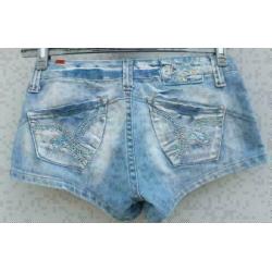 Y&L jeans spijker stretch hotpants met strass mt 38
