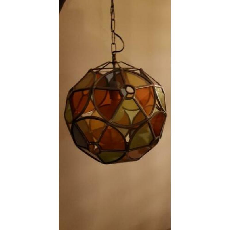 Glas in lood hanglamp uit Frankrijk