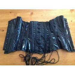 Zwart pvc/lak corset fetish gothic cyber 24 inch