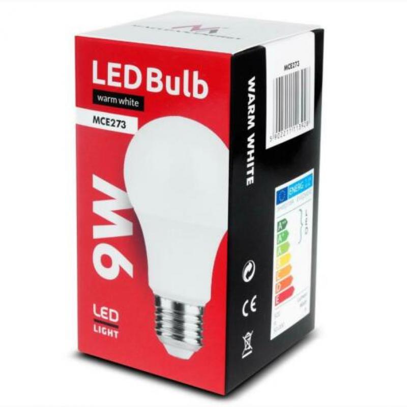 LED-lamp E27 9W 230V Maclean Energy MCE273 WW warmwit 3000K