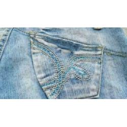 Y&L jeans spijker stretch hotpants met strass mt 38