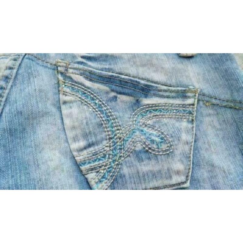 Y&L jeans spijker stretch hotpants met strass mt 38