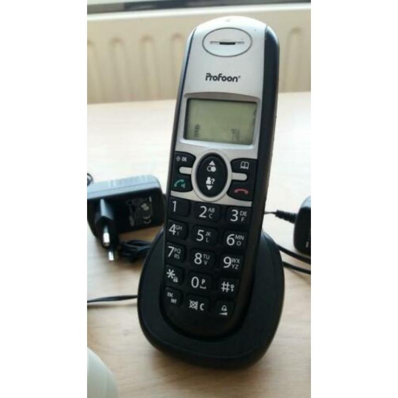 Dect telefoon1x basis en 2 handset,s incl lader/verb.kabel