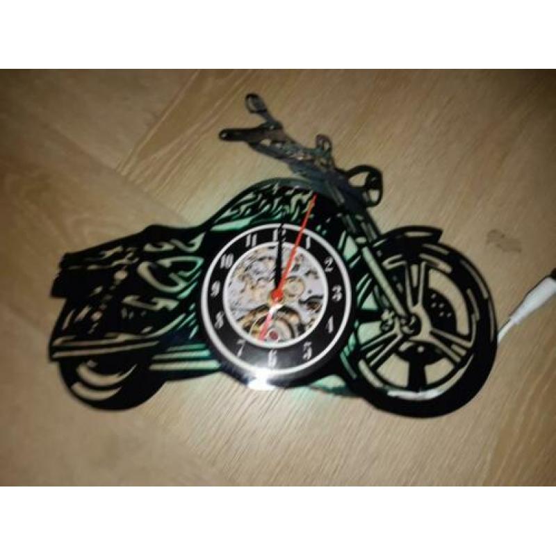 motor lp vinyl klok met led verlichting en afstandbediening