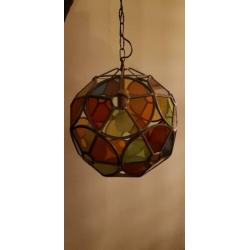 Glas in lood hanglamp uit Frankrijk