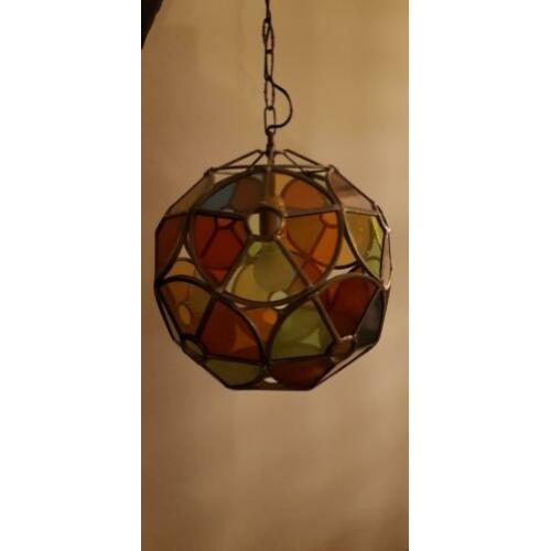 Glas in lood hanglamp uit Frankrijk