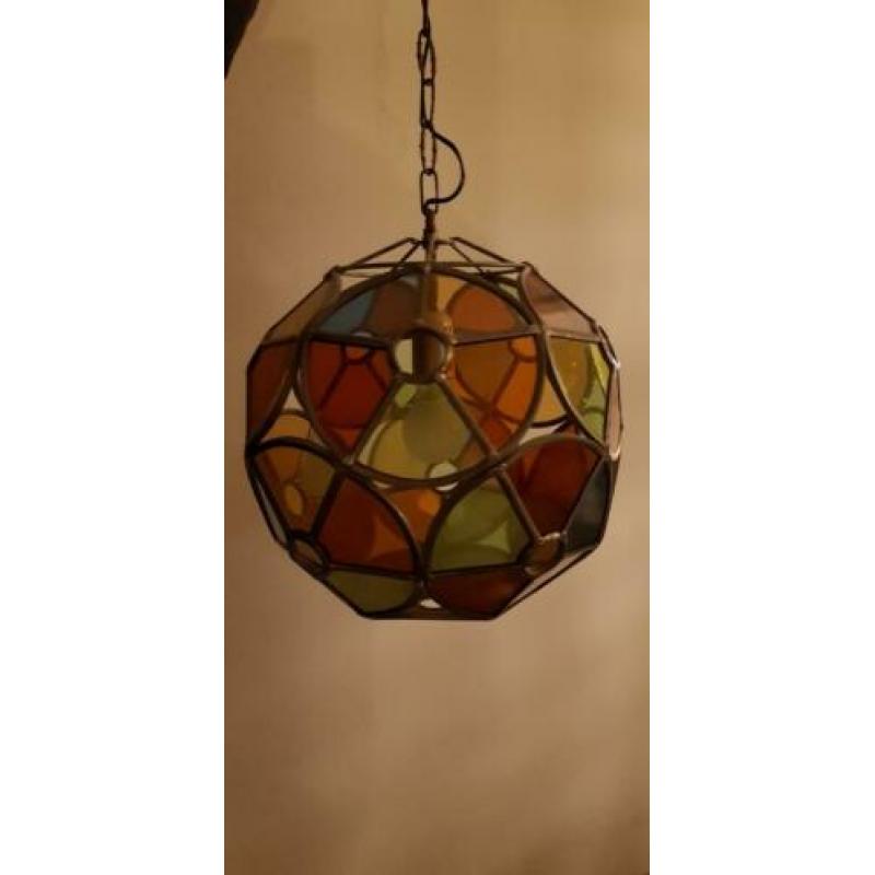 Glas in lood hanglamp uit Frankrijk