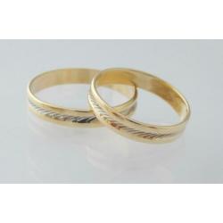 14 karaat Gouden Trouwringen luxe Bicolor uitvoering Anjer