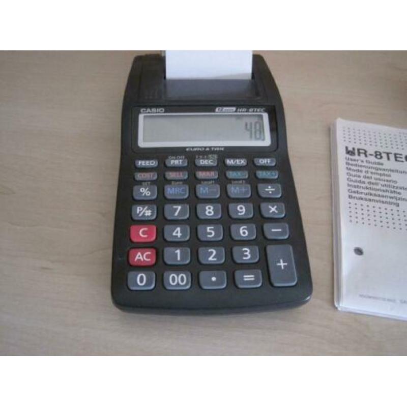 Casio HR-8 TEC telmachine rekenmachine met telrol printrol