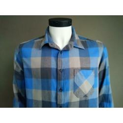 Camargue overhemd. Blauw Grijs geblokt. Maat L. Regular Fit
