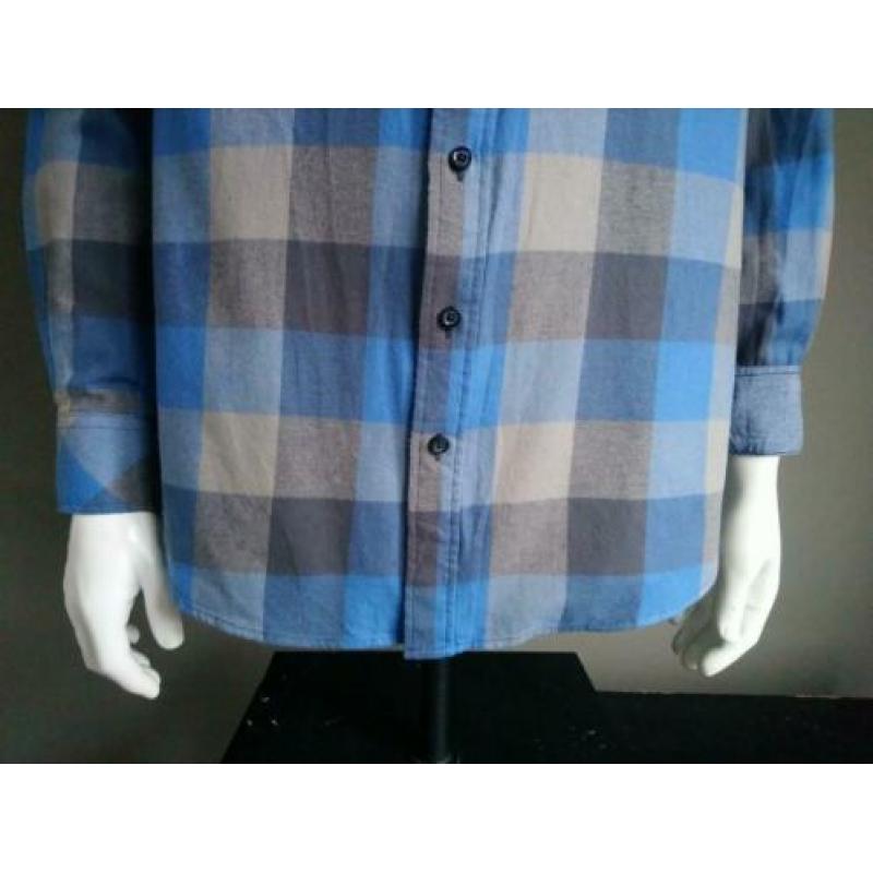 Camargue overhemd. Blauw Grijs geblokt. Maat L. Regular Fit
