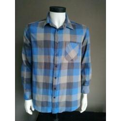 Camargue overhemd. Blauw Grijs geblokt. Maat L. Regular Fit