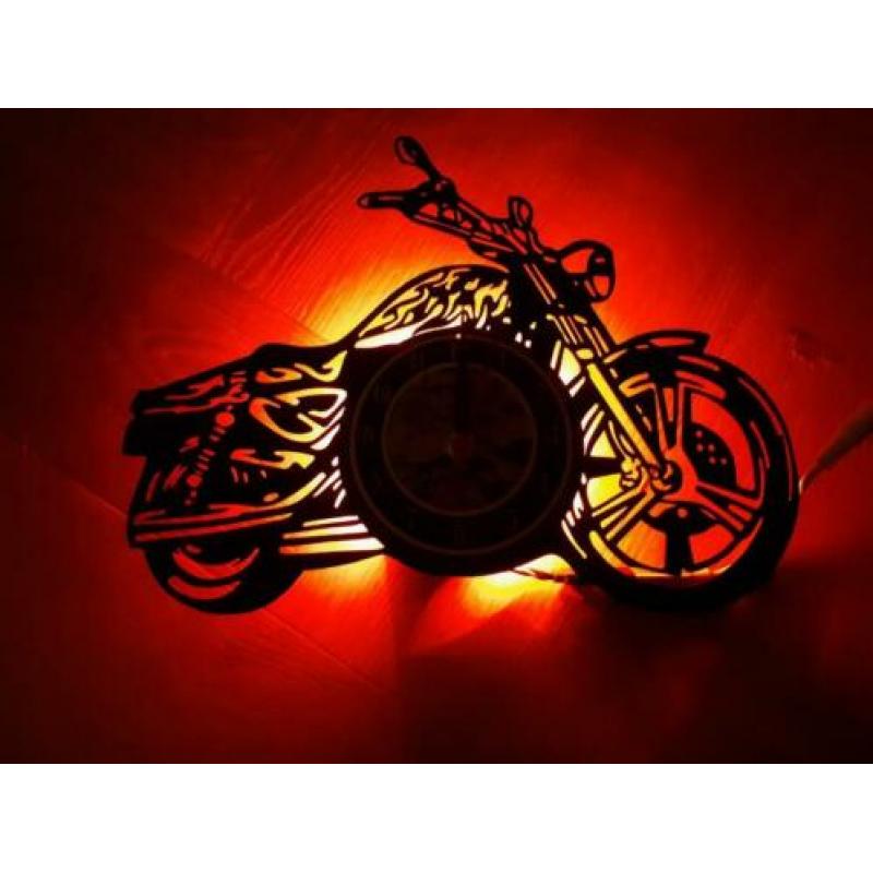 motor lp vinyl klok met led verlichting en afstandbediening